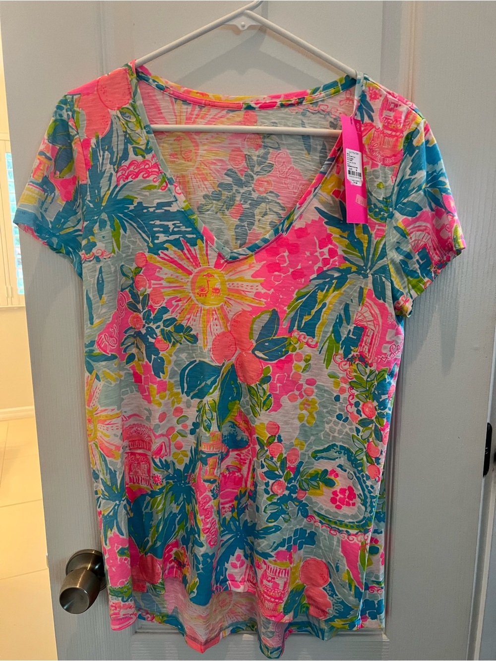 Lilly Pulitzer V-Neck Tee in Pink, Blue & Green